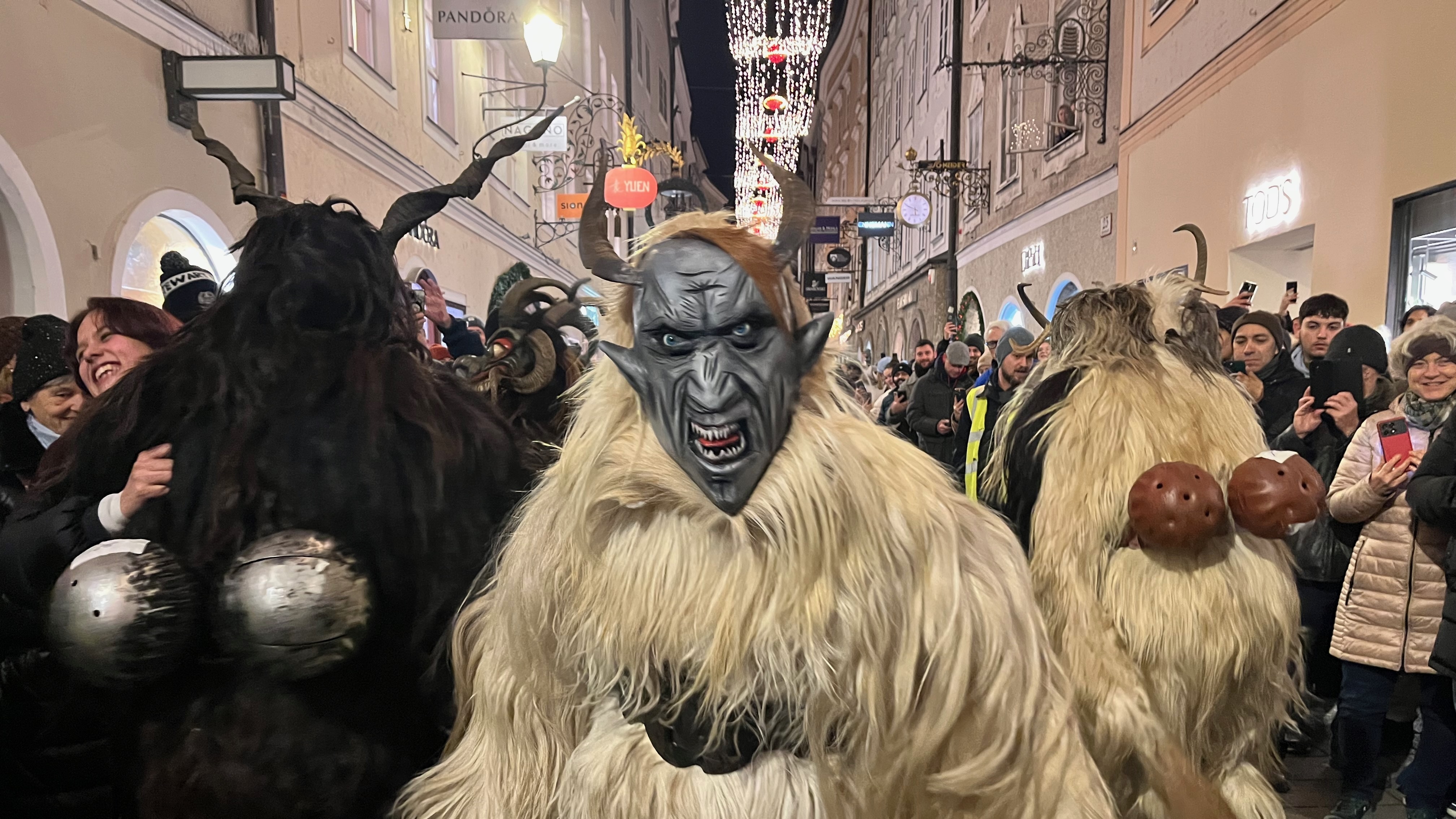Krampuses take part in the annual <em>Krampuslauf</em> or "Krampus Run" on the evening of the Feast of St. Nicholas in the Austrian city of Salzburg. The tradition is centuries-old in the eastern parts of the European Alps.
